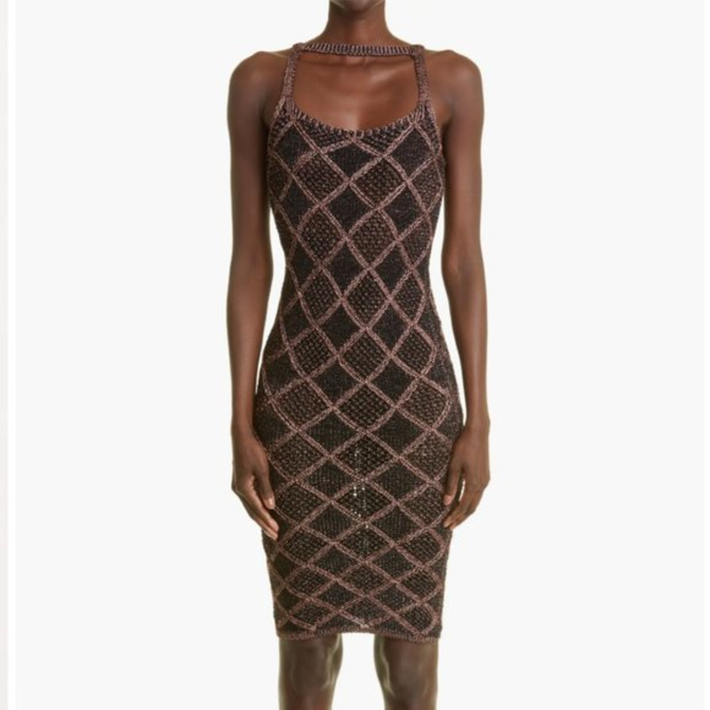 ISA BOULDER Wafer Knit Cutout Halter Neck Sweater Dress‎ (S)